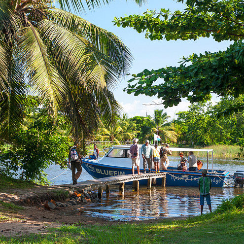 Guests arrive by boat at Masoala Forest Lodge.